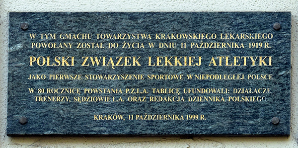 Cracow Medical Society house Polish Athletic Association commemorative plaque 4 Radziwillowska street Krakow Poland