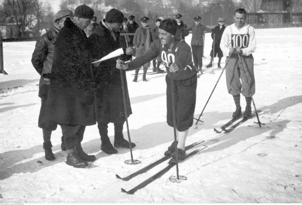 Bronislaw Czech na starcie biegu podczas zawodow FIS w Zakopanem luty 1929 r